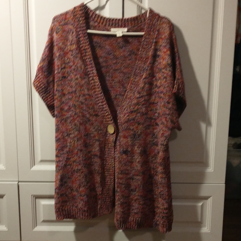 Coldwater Creek Multicolor Knit Cardigan in Red and Pink Tones